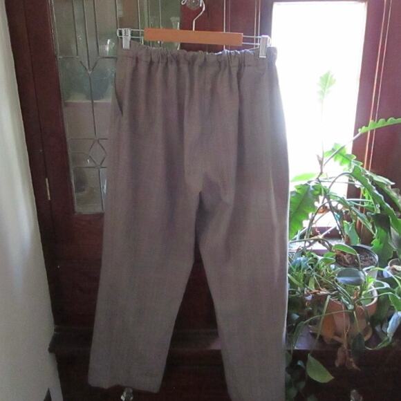 Vintage Gray Plaid Pull-On Elastic Waist Pants Size L Petite Slacks Bootcut Work - Picture 9 of 17